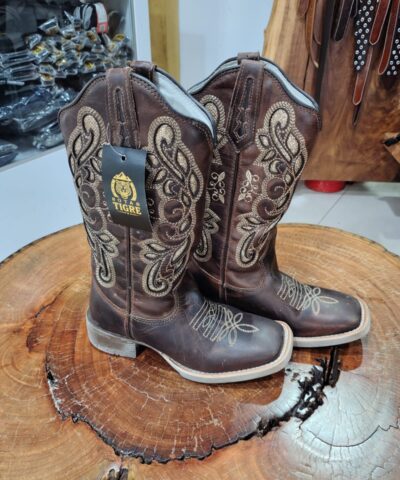 Bota Texana Feminina Marrom com Strass