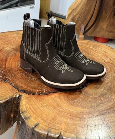 Botina Nobuck Marrom Solado Jump