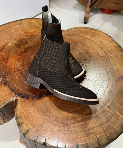 Botina Texana Marrom Escura Textura Colmeia Jump