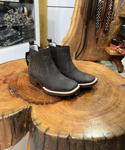 Botina Texana Cinza Chumbo Textura Elephant