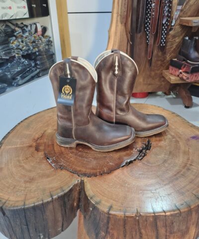 Bota Texana Masculina Marrom Café Clássica Jump