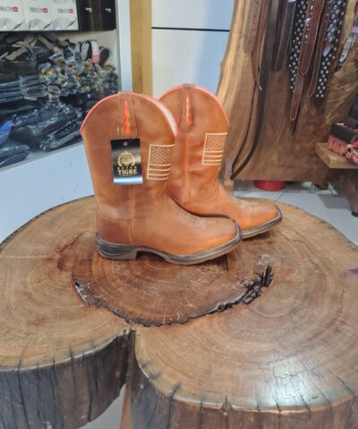 Bota Texana Masculina Caramelo Bandeira USA e Solado Jump