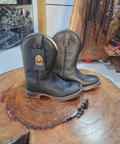 Bota Texana Masculina Preta Lisa Solado Jump