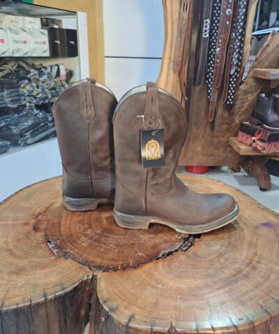 Bota Texana Masculina Marrom Café Rústica Solado Jump