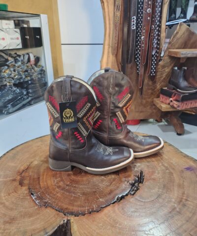 Bota Texana Masculina Marrom Café Bordado Asteca Solado Jump