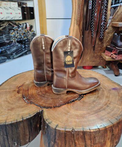 Bota Texana Masculina Marrom Café Clássica Solado Jump