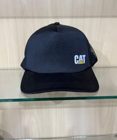 Boné Caterpillar Trucker Preto Logo CAT Lateral