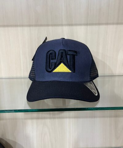 Boné Caterpillar Trucker Grafite Logo CAT Bordado Relevo